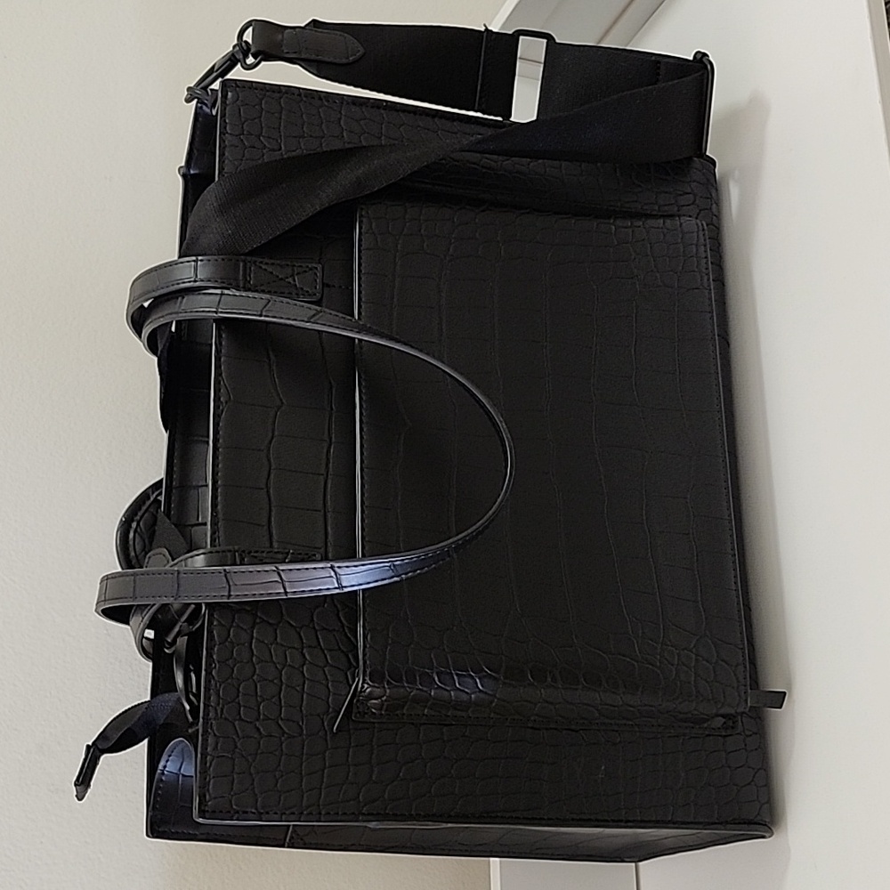 BÉIS 'The Large Work Tote' in Black Croc Large Laptop Bag - Picture 13 of 16
